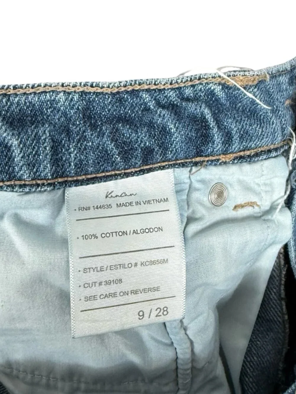 KanCan Angelina Slim Straight Jeans Womens 9 / 28 Blue Ankle Fringe High Rise